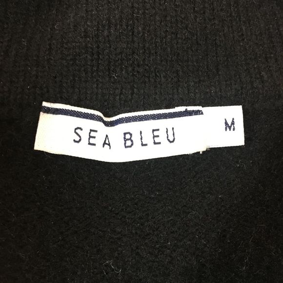 Sea Bleu Solid Black Cashmere Sweater Neck Cut Out - Picture 4 of 6